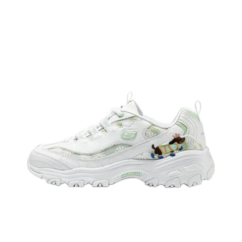Skechers D'Lites Low Топ Толстая подошва Кроссовки Женские Белые Зеленые