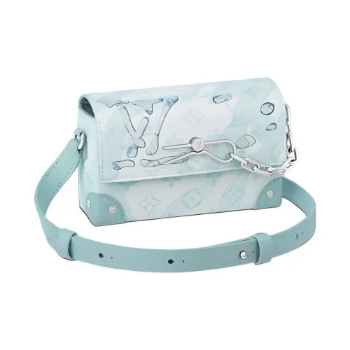 LOUIS VUITTON Steamer Корова Кожа Маленькая Коробка Сумка Бананка Сумка через плечо Сумка на плечо Мини Мужская Светло-Синий