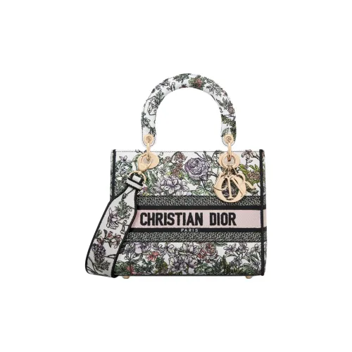 DIOR LADY D Лайт Хлопок Сумка Lady Dior Сумка на одно плечо Средний Женская Белая и Многоцветная