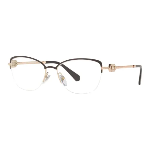 BVLGARI Металлические стразы Кошачий глаз Оправы для очков Унисекс Черный