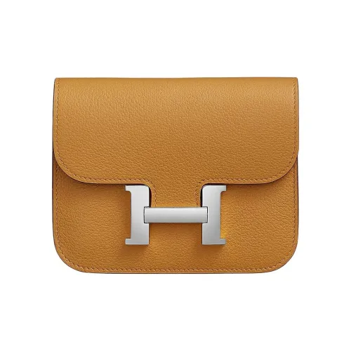 HERMES Constance Slim Evercolor Телячья кожа Кошелек Женские 28 Карамель