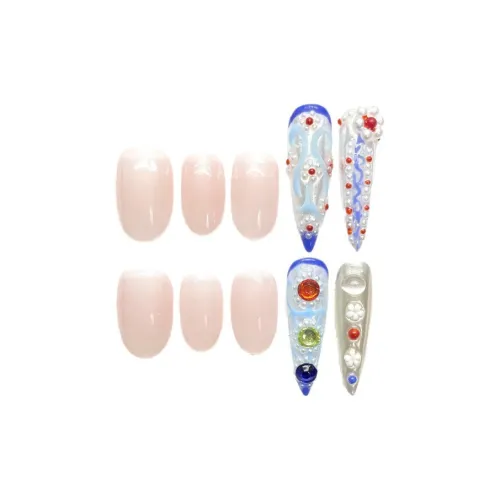 XIBI Дворцовый стиль Новый китайский стиль False Nail Длинный Заостренный Синий Jump Цвет