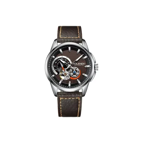 ROLENDO R Автоматический механический механизм кожаный ремешок часы для мужчин циферблат часов кофе