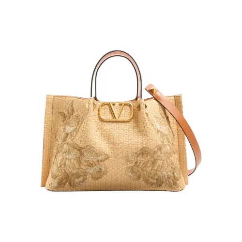 Valentino Рафия Тоут Сумка Сумка для покупок Сумка на плечо Сумка среднего размера Женская Естественный