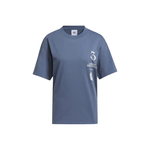Adidas Originals LA TO The World Графический Т-शरф Т Рубашка Унисекс Чернильно-синий Белый