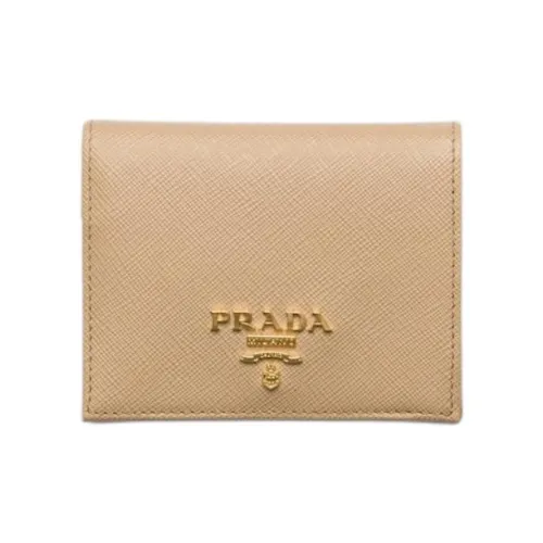 PRADA Saffiano Телячья кожа Кошелек Маленький Женский Песочный с Карамель