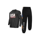 США Длинный рукав Топ [Черный] + Штаны с кнопкой Brooklyn Nets