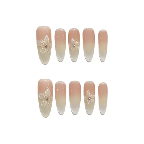 AIDINGQI Ледяной прозрачный Ледяные цветы Фальшивая ногтей MID Длина Телесный Градиентный Coquette 22 мм