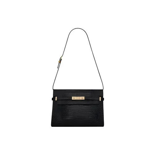 SAINT LAURENT Manhattan Телячья кожа Сумка через плечо Средняя Женская Черная