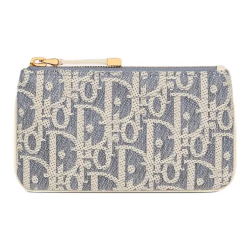 DIOR Хлопок с Industrial Ткань и Телячья кожа Key Pouch Женские Синий