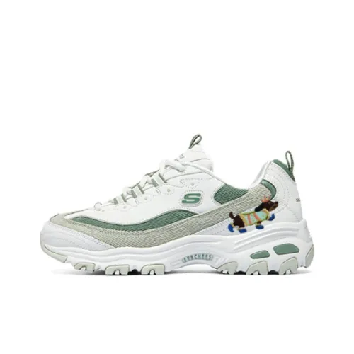 Skechers D'Lites Low Топ Толстая подошва Кроссовки Женские Белые Зеленые
