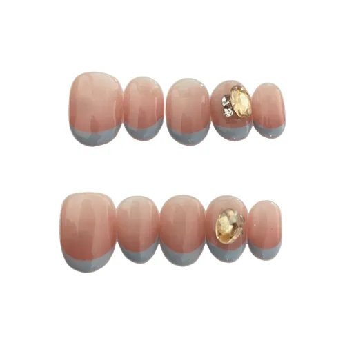 Gentle Welcome Radiant Brilliance Градиентный Румяна False Nail Короткий Круглый Элегантность Синий Смудж Французский