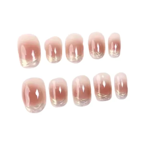 Gentle Welcome Сияние заката Румяна Текстура Aurora Французский False Nail Короткий Квадрат And Круглый Градиентный Smudge