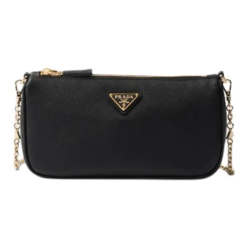 PRADA Saffiano Телячья кожа Сумка через плечо Мини Женская Черная