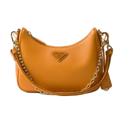 PRADA RE EditionSaffiano Телячья кожа Сумка на плечо Мини Женские Янтарь
