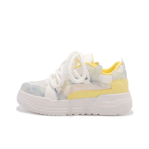 Shen Linsen Slip-resistant Abrasion-resistant Low Top Skateboard Shoes Women's Beige Blue Шен Линсен Противоскользящие Устойчивые к износу Низкие Кроссовки для скейтбординга Женские Бежево-синие