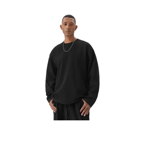 Bodydream Американский Свободный крой Однотонный Круглый вырез Длинный рукав Т-рубашка Унисекс