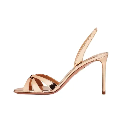 AQUAZZURA Tati One Strap Sandals 8,5cm Women's Gold AQUAZZURA Tati One Ремешок Сандалии 8,5см Женские Золотые