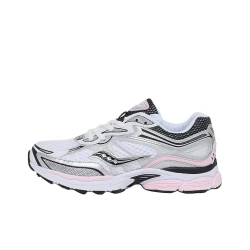Saucony Omni 9 Slip-Resistant и Breathable Low-Top Kids Lifestyle Shoes White Silver Pink Teenagers Сaucony Omni 9 Противоскользящие и Дышащие Низкие Кеды для Детей Lifestyle Белые Серебряные Розовые Подростки
