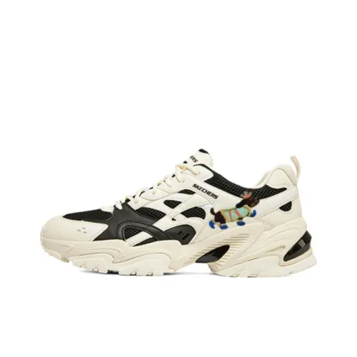 Skechers D'Lites Low Топ Толстая подошва Кроссовки Мужские Белый Черный