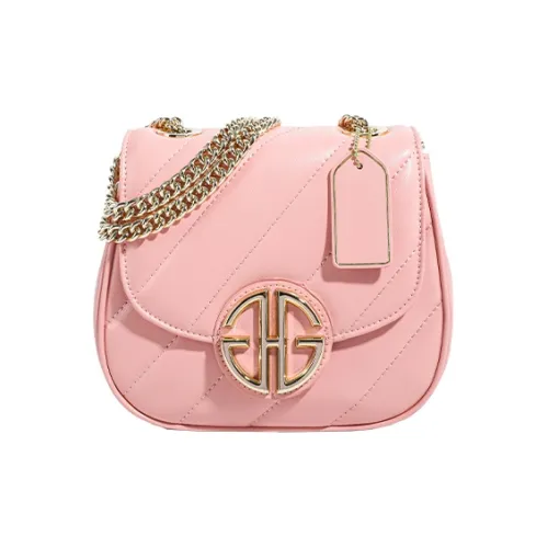 GHG Коровья кожа Сумка через плечо Маленькая Женская Розовая Черная Серебряная Экрю