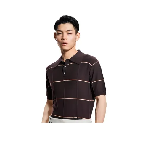 BY CREATIONS T-Рубашка Мужская Темно-Красная Горизонтальная Полоса