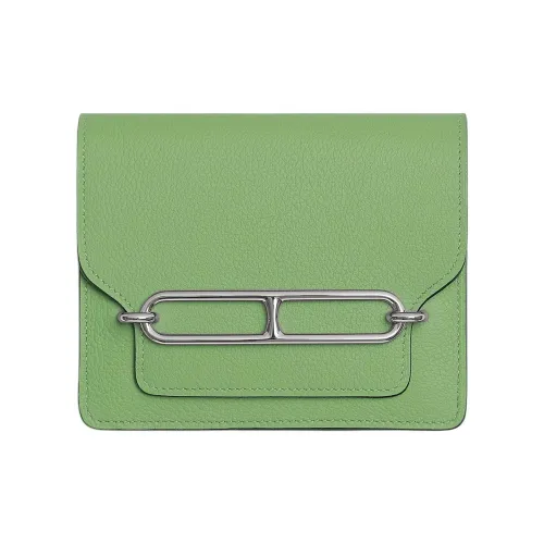 HERMES Roulis Evercolor Телячья кожа Кошелек Женские 3i Vert Criquet Авокадо-зеленый
