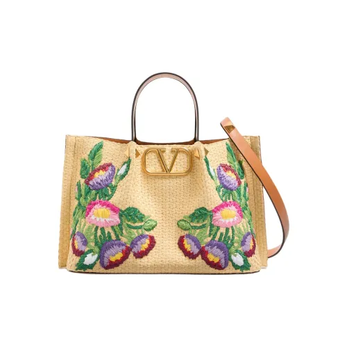 Valentino Raffia Tote Bag Shopping Bag Shoulder Bag Tote Bag Medium Women's Natural Multicolor