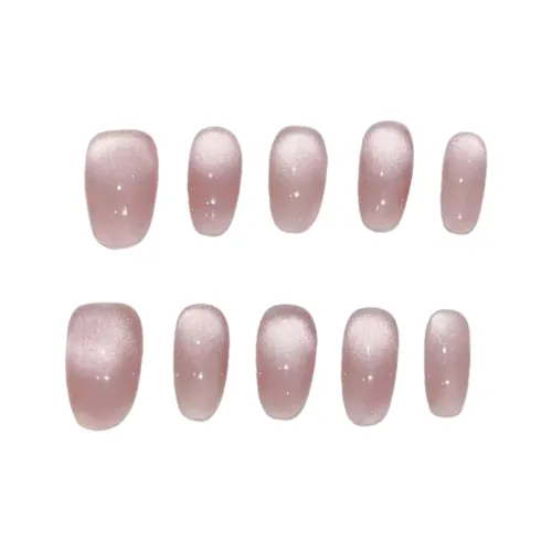 Gentle Welcome Однотонный False Nail Овал Розовая луна Sugar Smudge Кошачий глаз