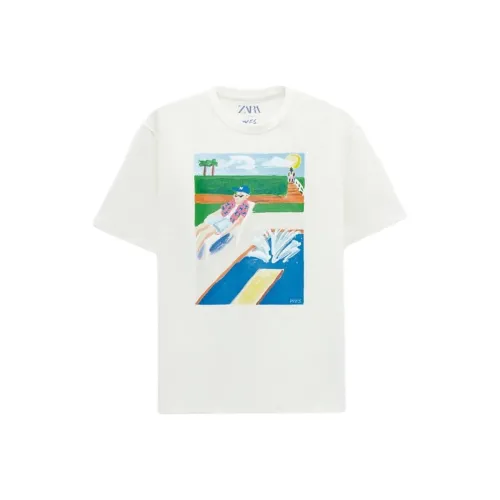 ZARA Белая Мужская T-рубашка