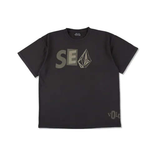 Wind And Sea VOLCOM Collaboration Черная Унисекс Футболка