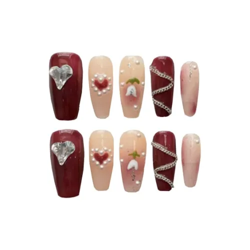 XIBI Сладкий Консервированный Сливовый False Nail MID Длина (размер в длину) Белый Однотонный