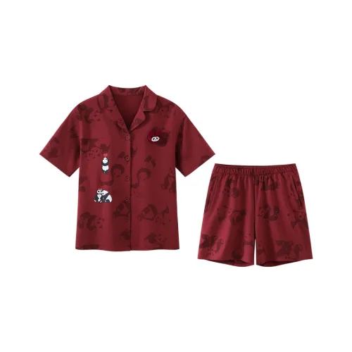 JINGYUN Пижамный комплект унисекс бордового цвета