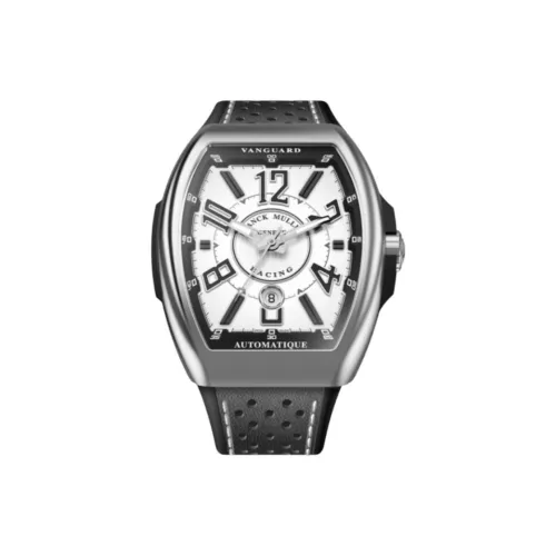 Franck Muller Автоматический Механический Механизм Унисекс Часы 44*53,7 мм Белый Циферблат Корпус из Нержавеющей Стали Кожаный Ремешок