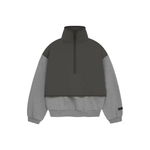 Fear of God Essentials SS24 Нейлон Флис Mockneck Sweat Свитшот Мужской Темно-пшеничный серый Чернильно-черный DHt Otm Чернила