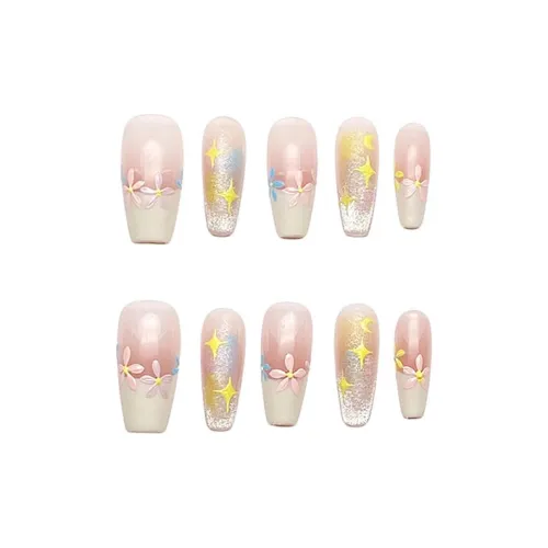 XIBI Кошачий глаз 3D-эффект Бабочка Свежий False Nail Средний LADDER Розовый Градиентный