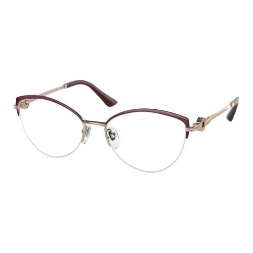 BVLGARI Металлические стразы Кошачий глаз Оправы для очков Унисекс Бордовый