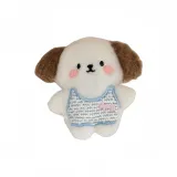 Синяя юбка в стиле Chanel с брошью в виде щенка