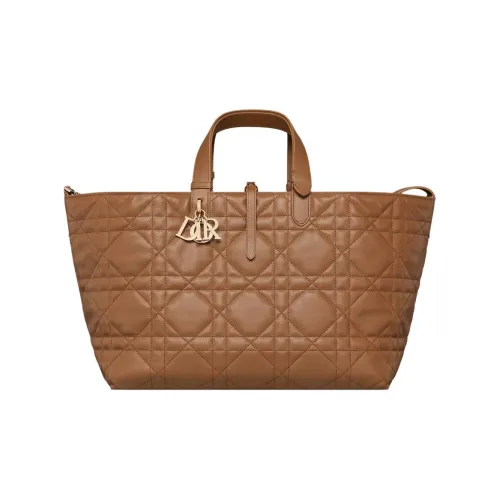 DIOR Toujours Телячья кожа Тоут Сумка Сумка для покупок Сумка на плечо Сумка Большая Женская CAMEL