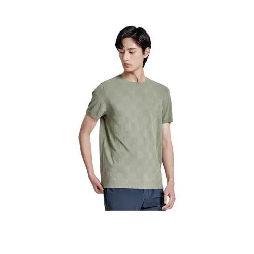 DIKENI T Рубашка Мужская Зеленая Основа Жаккард