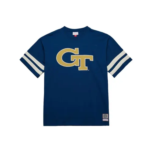 MITCHELL NESS x NCAA Georgia Tech Желтая Тяжелая Рубашка с Наплечниками Мужская Морской Синий