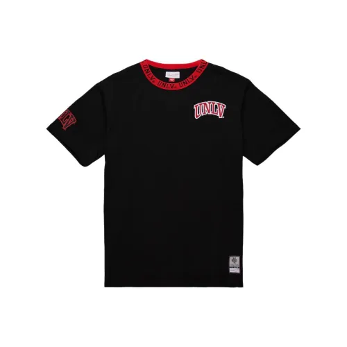 MITCHELL NESS x NCAA Rebels Жаккард Ringer Винтаж Логотип Футболка Мужская Черная