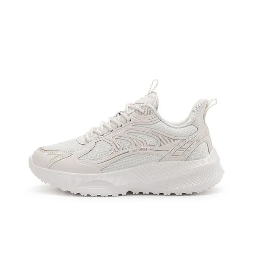 Binary Амортизация Oтскок Легкий Дышащий Противоскользящий Низкий Топ Повседневные Беговые кроссовки Женские Бежевые