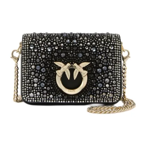 PINKO Love Bag Телячья кожа Вечерняя сумка Сумка через плечо Маленькая Женская Черная