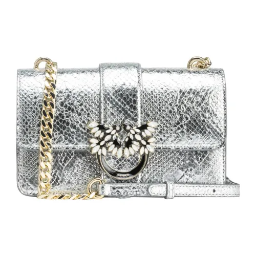 PINKO Love Bag Телячья кожа Сумка через плечо Мини Женское Серебристый