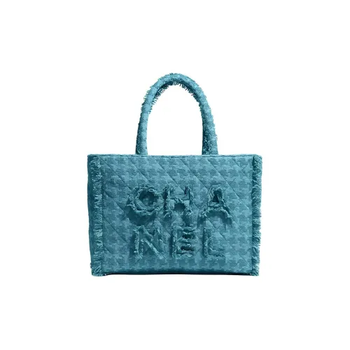 CHANEL Шерстяной Тоут Сумка Сумка для покупок Сумка Женская Бирюзовая