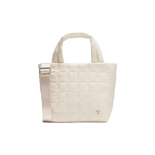 lululemon Quilted Нейлон Тоут Сумка Сумка для покупок Сумка на плечо Сумка Маленькая Женская Светлый слоновая кость