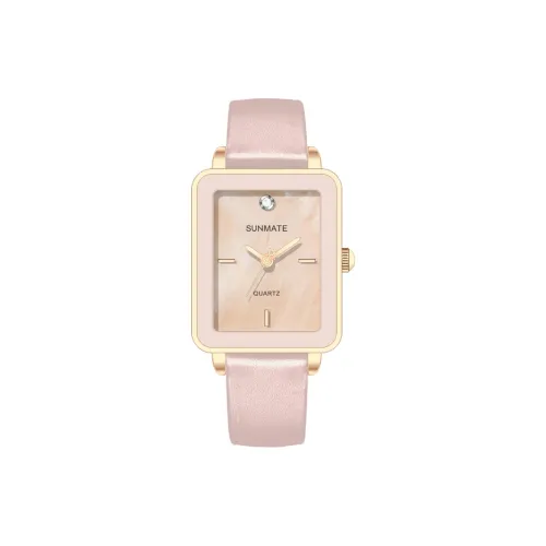 SUNMATE Кварцевый механизм ремень из натуральной кожи женские часы бежевый циферблат