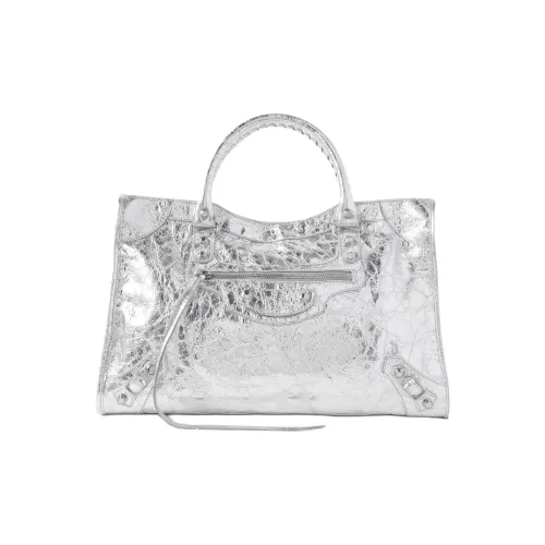 Balenciaga Le City Овечья кожа Сумка через плечо Сумка среднего размера Women's Silver