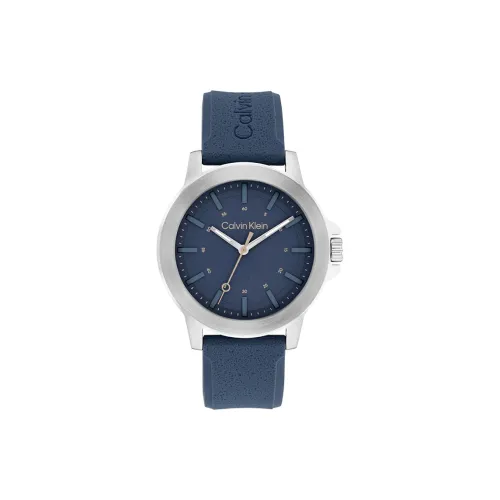 CALVIN KLEIN Мужские часы Кварцевый механизм Силиконовый ремешок 42 мм Синий циферблат